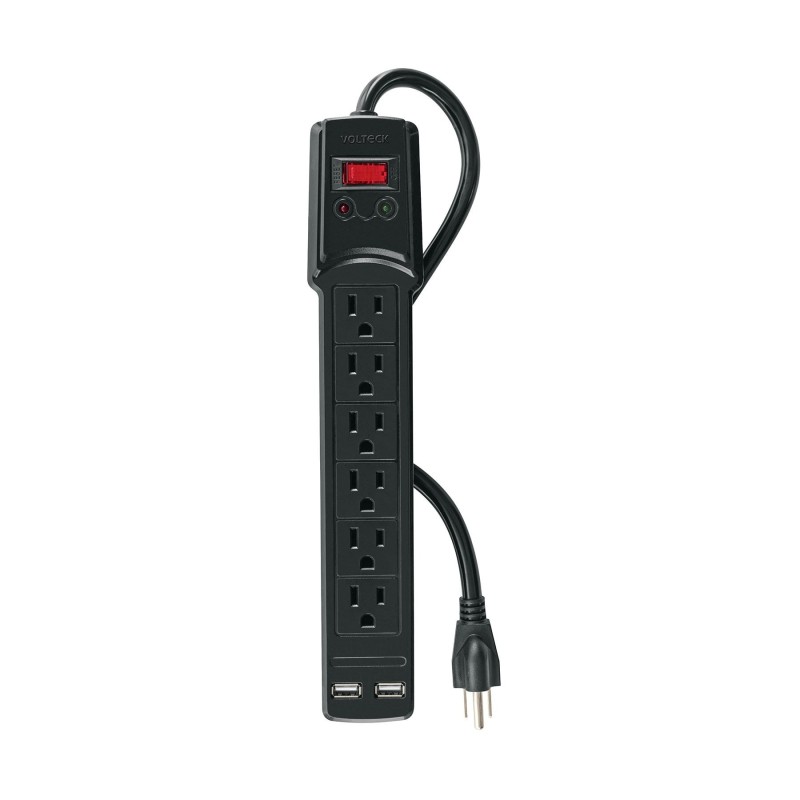 Multicontacto 16 Awg 6 Entradas 2 Ptos. Usb Sup. 150j Negro