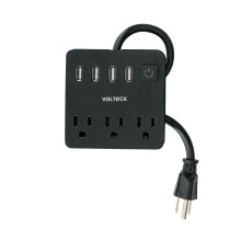 Multicontacto 16 Awg Doméstico 3 Entradas 4 Ptos Usb Negro