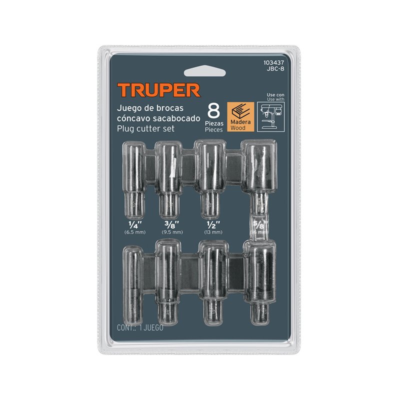 Juego de 8 Brocas Clavacote para Madera Truper