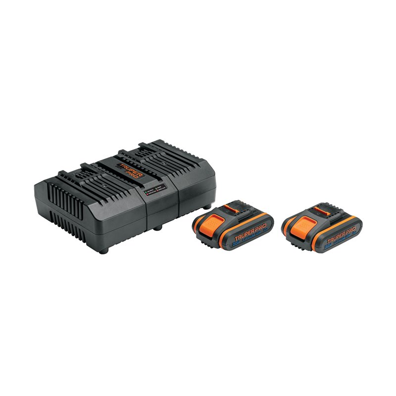 Combo Cargador Dual con 2 Baterías de 2ah 20v Truper Pro