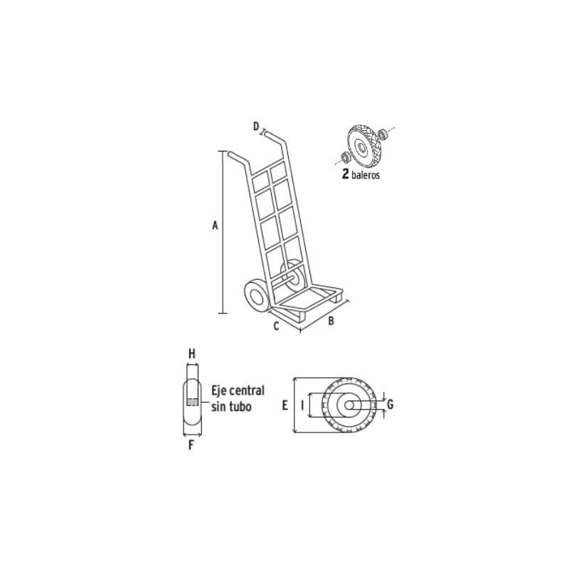 Diablo de carga Ruedas sólidas (Doble balero) 300 kg