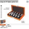 Juego de 10 dados punta torx, cuadro 3/8"