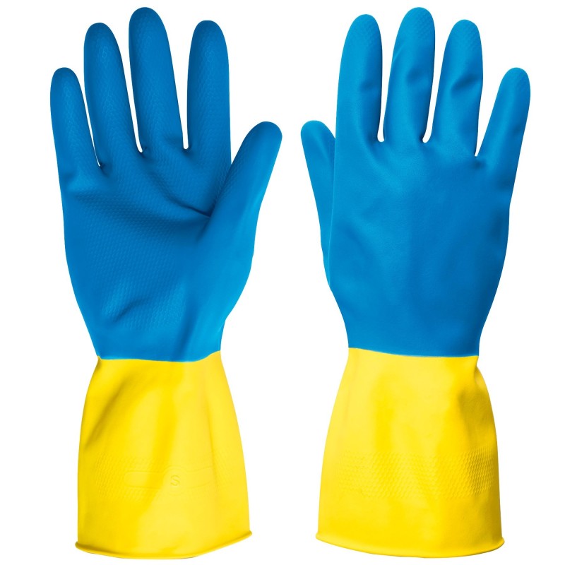 Guantes Látex Azul Domestico Interior Afelpado Par Talla G