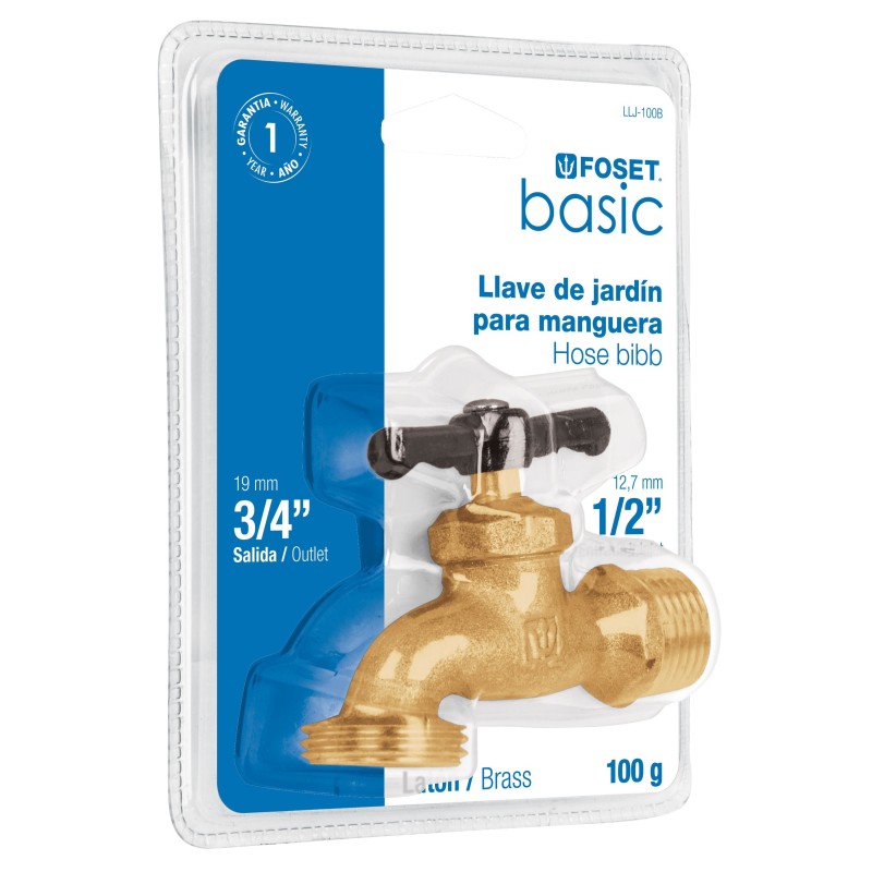 Llave p/Manguera Latón 100 g Ent. ½" Blister