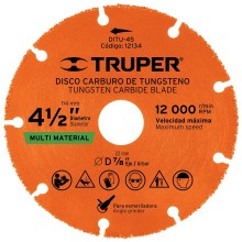 Disco Carburo de Tungsteno 4-1/2" Multimaterial