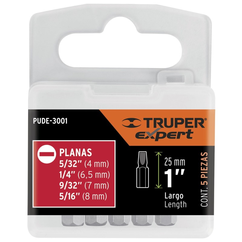 Puntas para Desarmador Planas Combinadas 5 pz