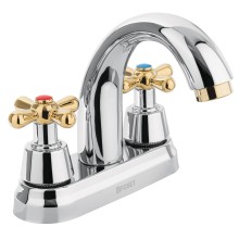 Mezcladora p/Lavabo manerales Cruceta cuello Alto oro aqua