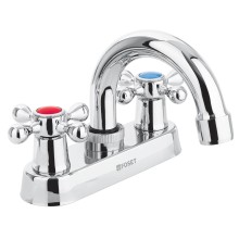 Mezcladora p/Lavabo manerales Cruceta Cuello Curvo Basic