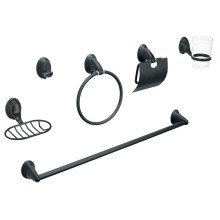 Jgo de Acc p/Baño con Jabonera Rejilla Negro 6 Pzas Aqua