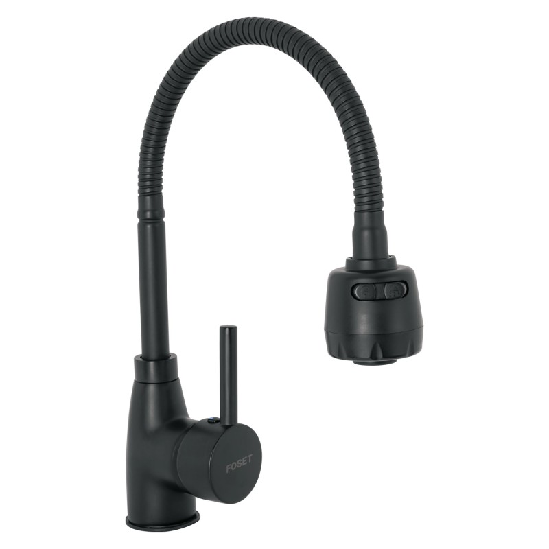 Monomando para Fregadero con Cuello Flexible Negro Tubig