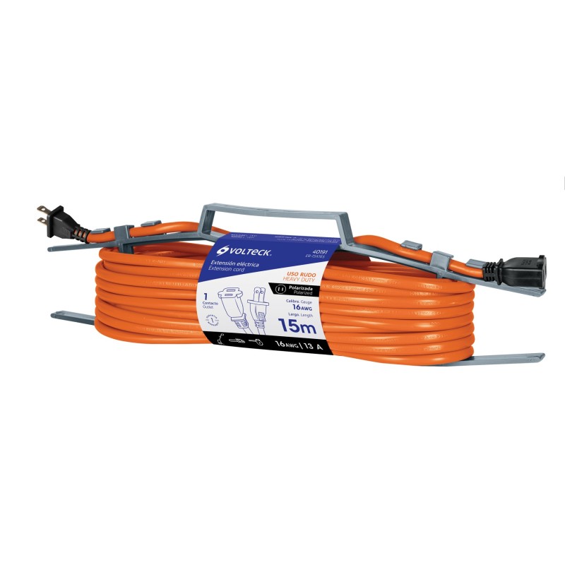 Extensión Eléctrica Uso Rudo 2x16 Awg para 1 Clavija