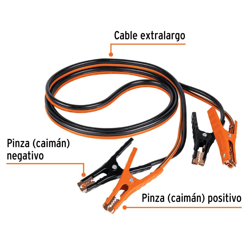 Cables pasa corriente, 3 mts, calibre 8 AWG