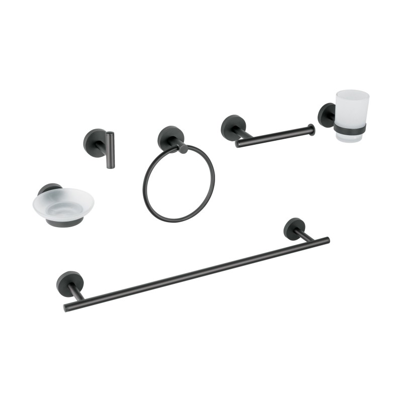 Juego de 6 Accesorios para Baño Acabado Negro Foset Tubig