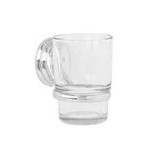 Portavaso Cepillero Cromo con Vaso de Vidrio Foset Aqua