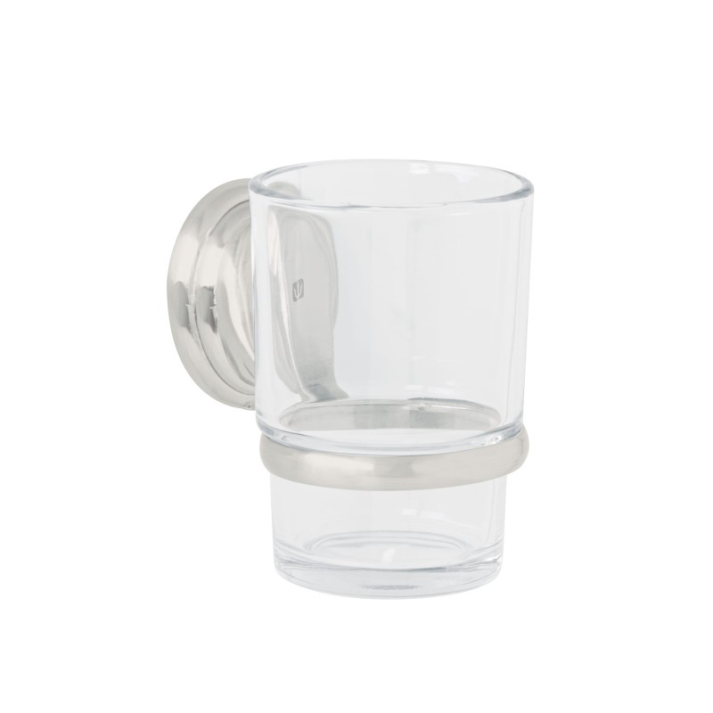 Portavaso Cepillero Satín con Vaso de Vidrio Foset Aqua