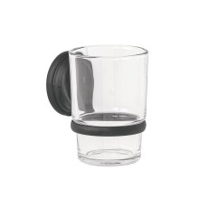 Portavaso Cepillero Negro con Vaso de Vidrio Foset Aqua