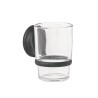 Portavaso Cepillero Negro con Vaso de Vidrio Foset Aqua