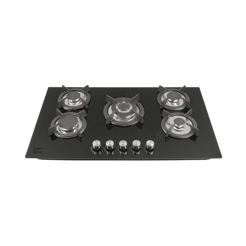 Parrilla Gas Empotrable 90cm 5 Quem Vidrio Negro Riviera